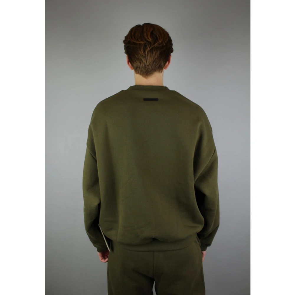 Fear Of God Olijf Fleece Crewneck Eigentijdse Stijl Green Heren