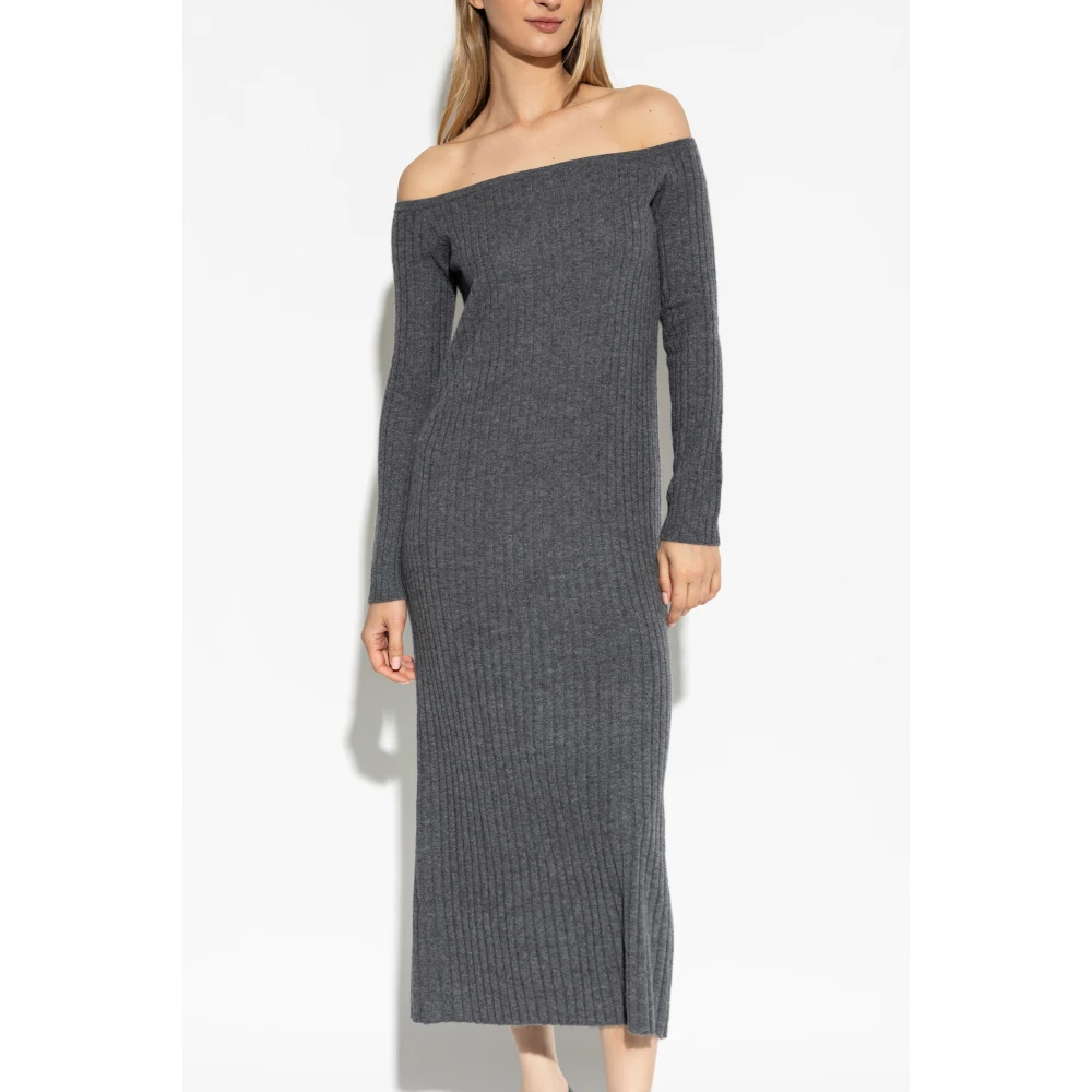 Lisa Yang Gestreepte jurk `Nari` Gray Dames