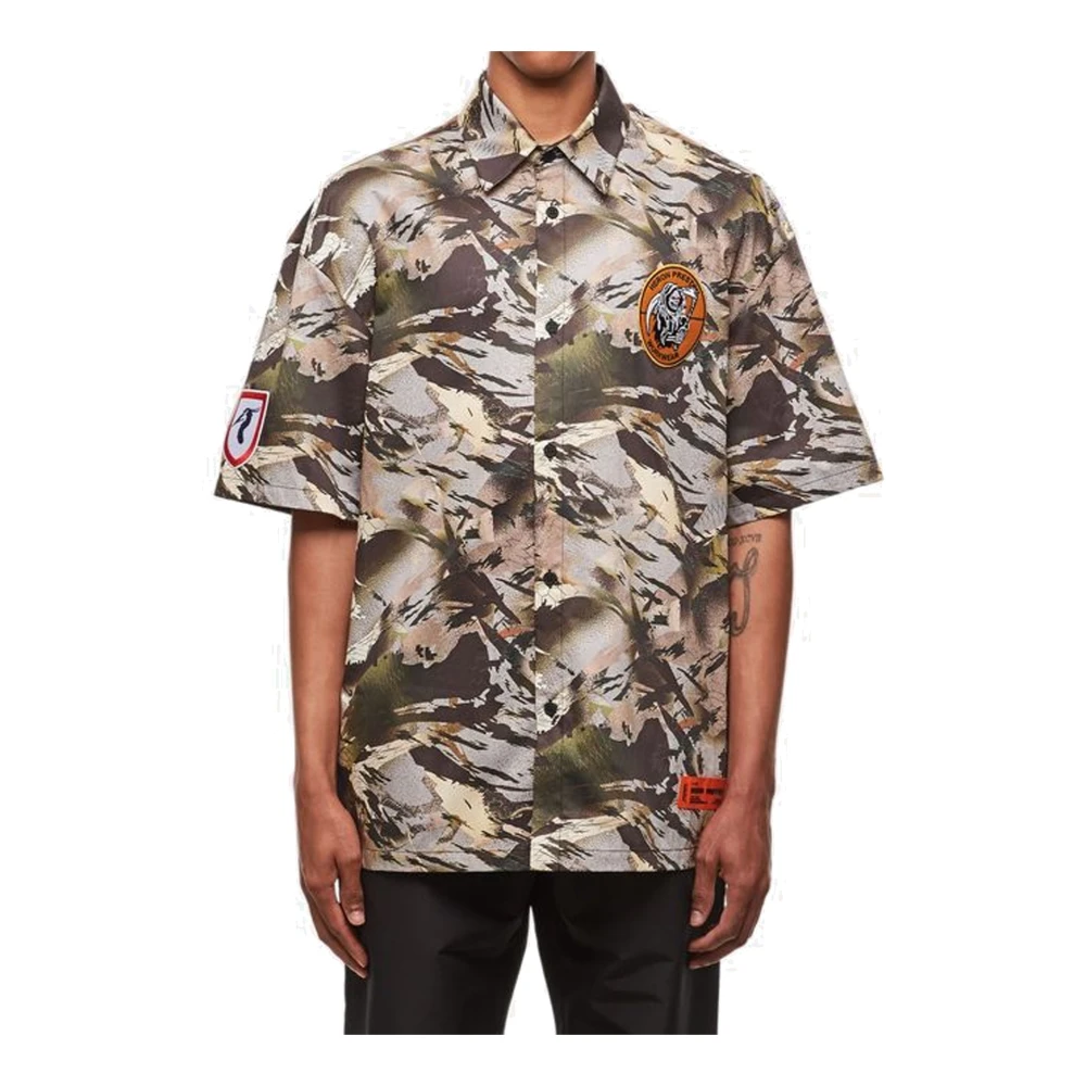 Heron Preston Camouflage Popeline Shirt met Logodetail Multicolor Heren