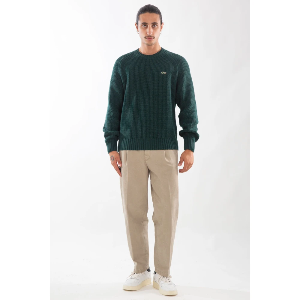 Lacoste Ribgebreide Raglan Trui Green Heren