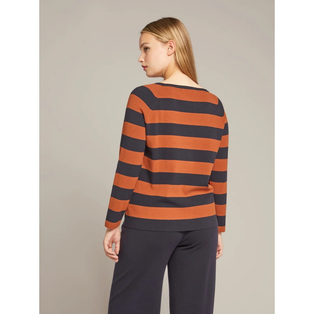 Elena Mirò Gestreepte Boxy Top van Eco Viscose Multicolor Dames