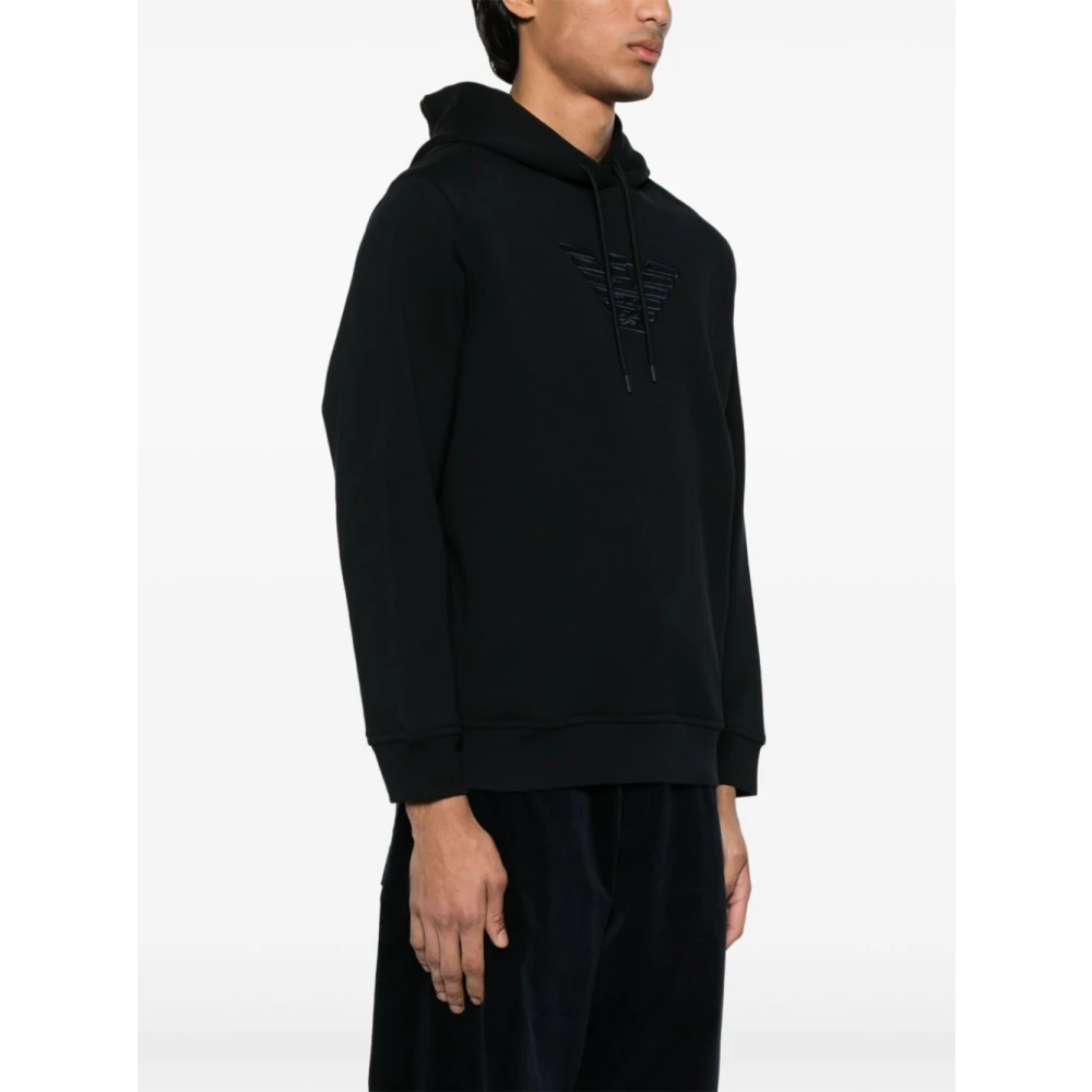 Emporio Armani Blauwe Trekkoord Hoodie Blue Heren