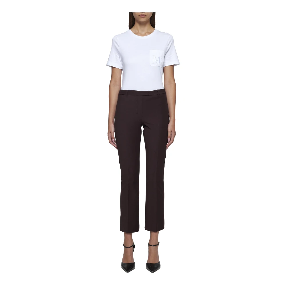 Max Mara Bordeaux Stretch Katoen Broek Brown Dames