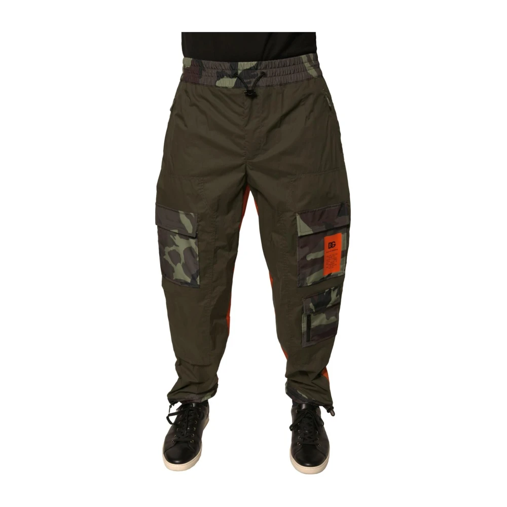 Dolce & Gabbana Men's Green Sweatpants, S, Camouflage Cargo Jogger Trousers