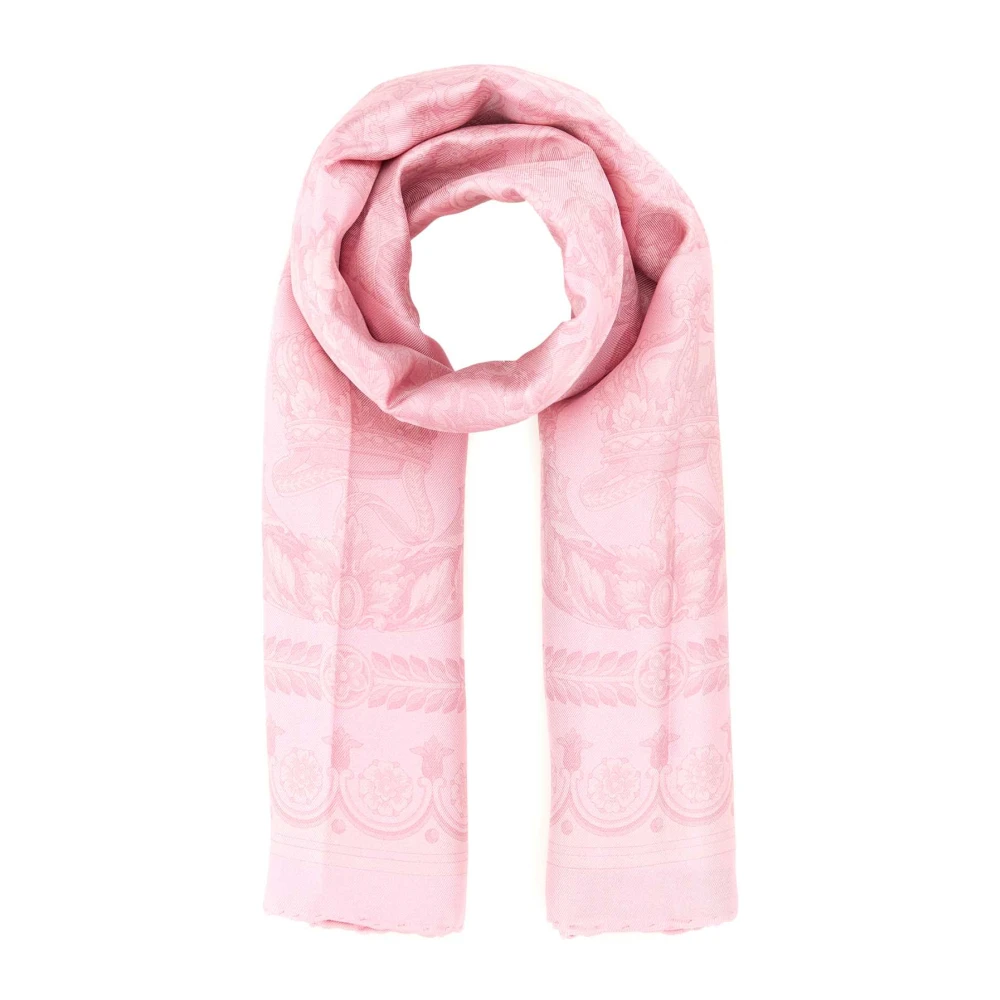 Versace Zijden Sjaal Barocco Print Vierkante Vorm Pink