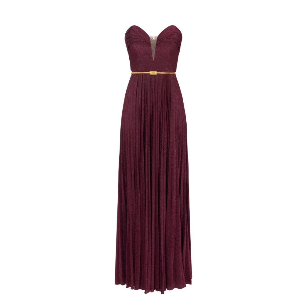 Elisabetta Franchi Geplooide Lurex Jersey Rode Loper Jurk Red Dames