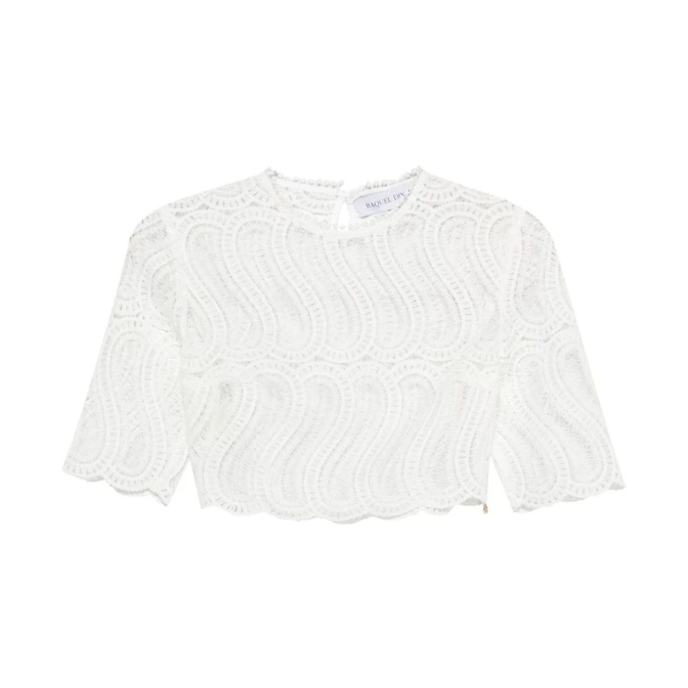 Raquel Diniz Women's White Blouses, L, Lace Top