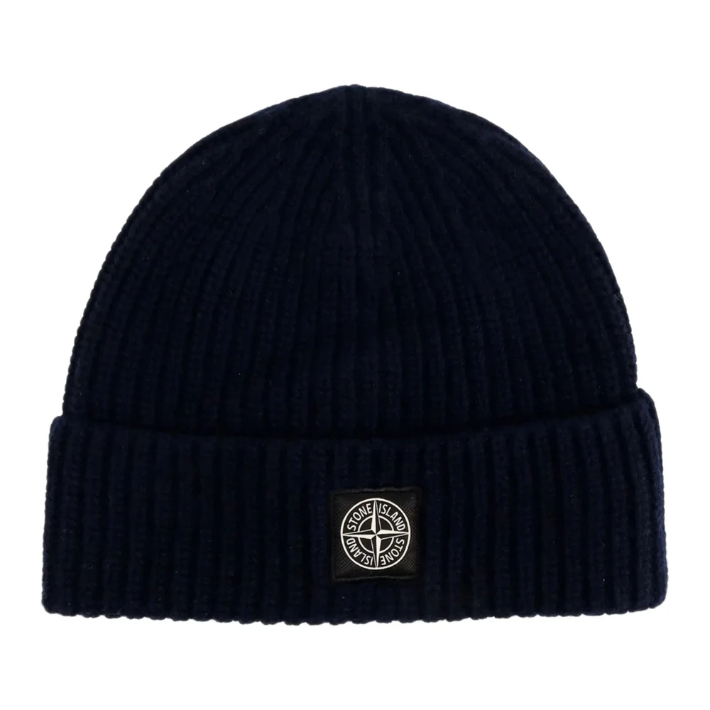 Stone Island - Logo Patch Ribbed Beanie - Accessories - Herren - Blau - One Size - Bild 3