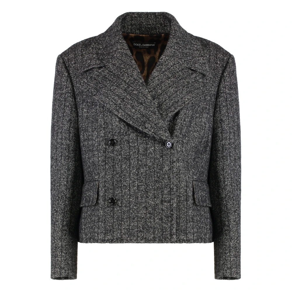 Dolce & Gabbana Women's Gray Double-Breasted Wool Jacket