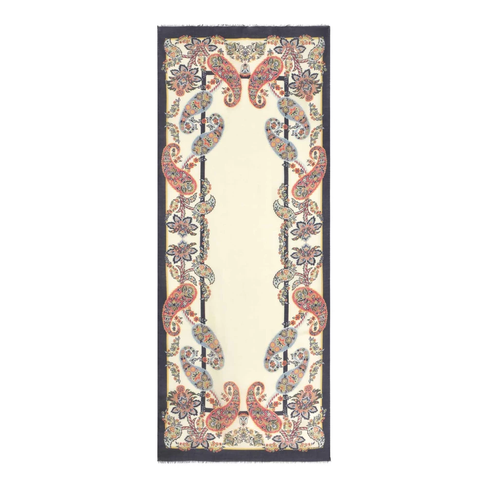 ETRO Bloemen Paisley Print Wollen Sjaal Multicolor Dames