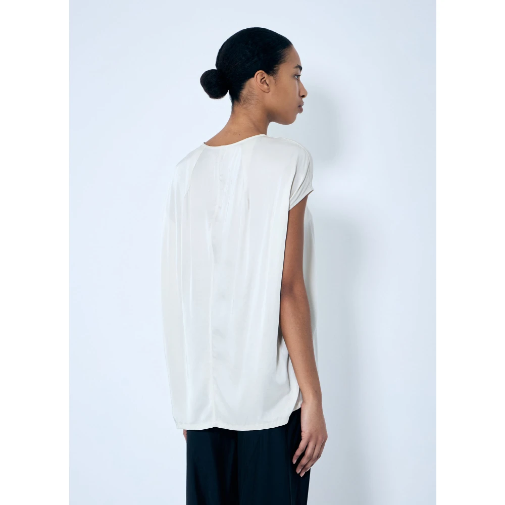 Rick Owens Satijnen Top met V-hals en Paneel Gray Dames