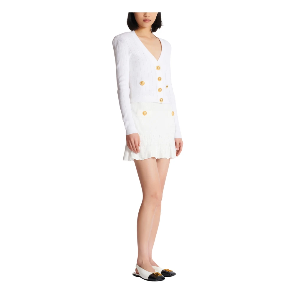 Balmain Geknipte gebreide vest White Dames