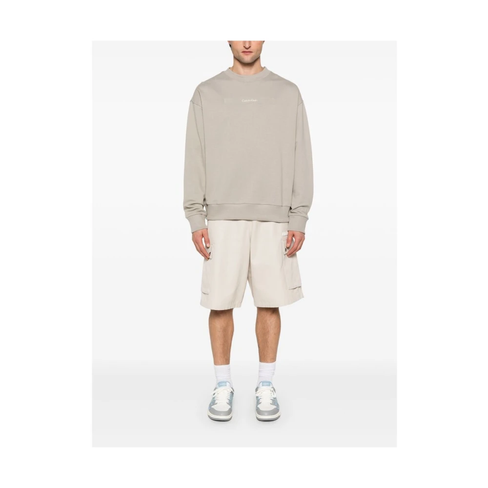 Calvin Klein Zandbruin Geborduurd Logo Sweatshirt Brown Heren