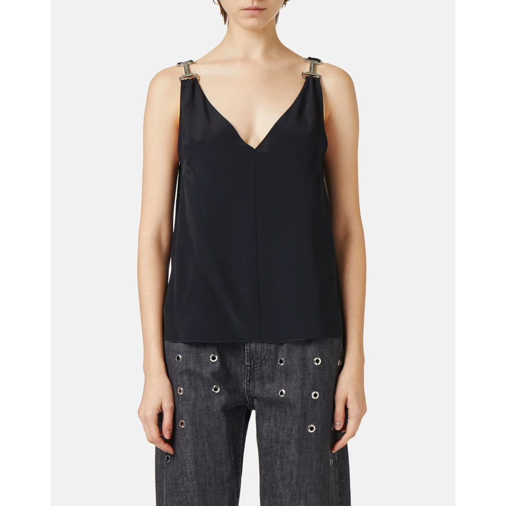 Iceberg Zwarte crepe de chine top met kenmerkende details Black Dames
