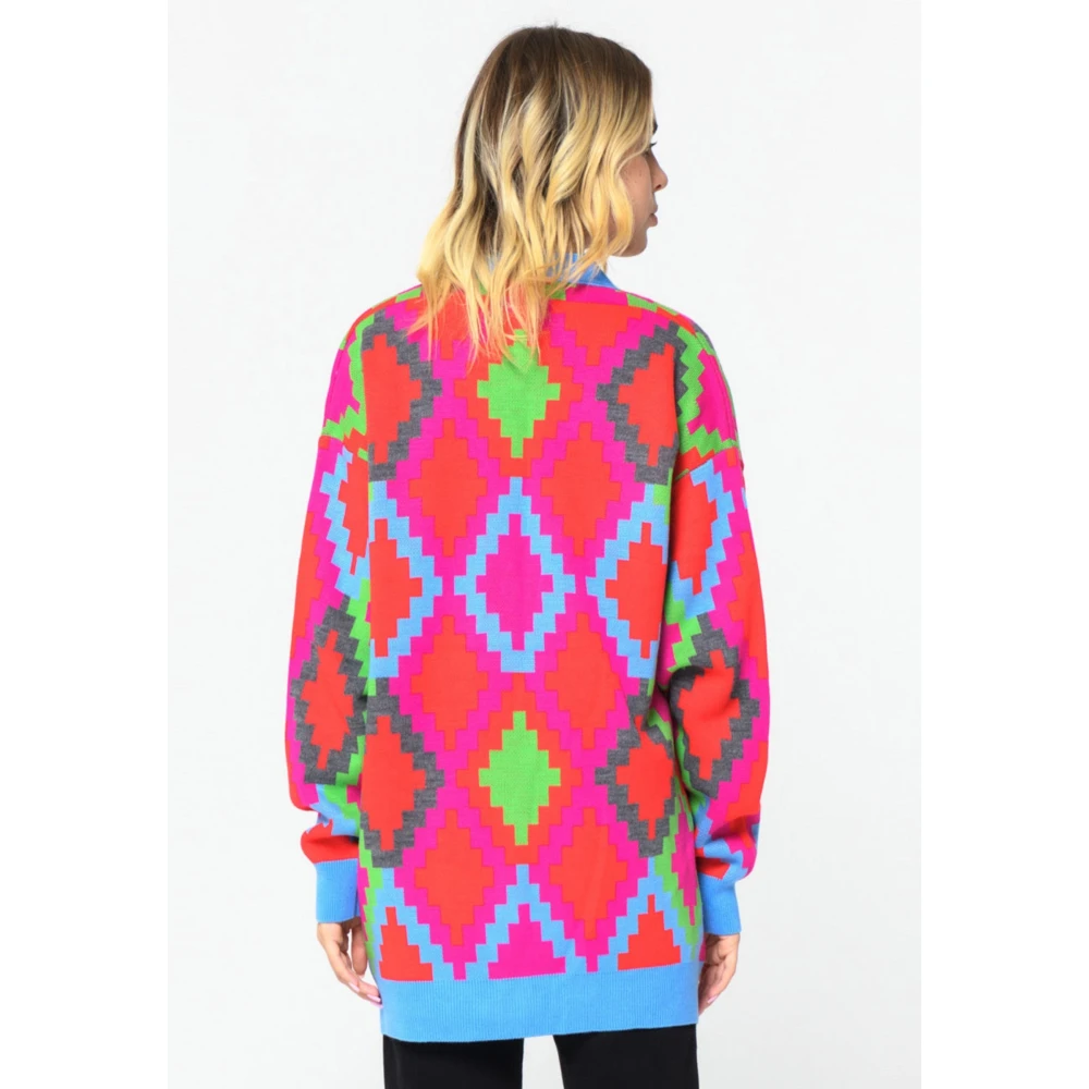 Cesare Gaspari Multicolor Button-Up Cardigan Fuchsia Multicolor Dames