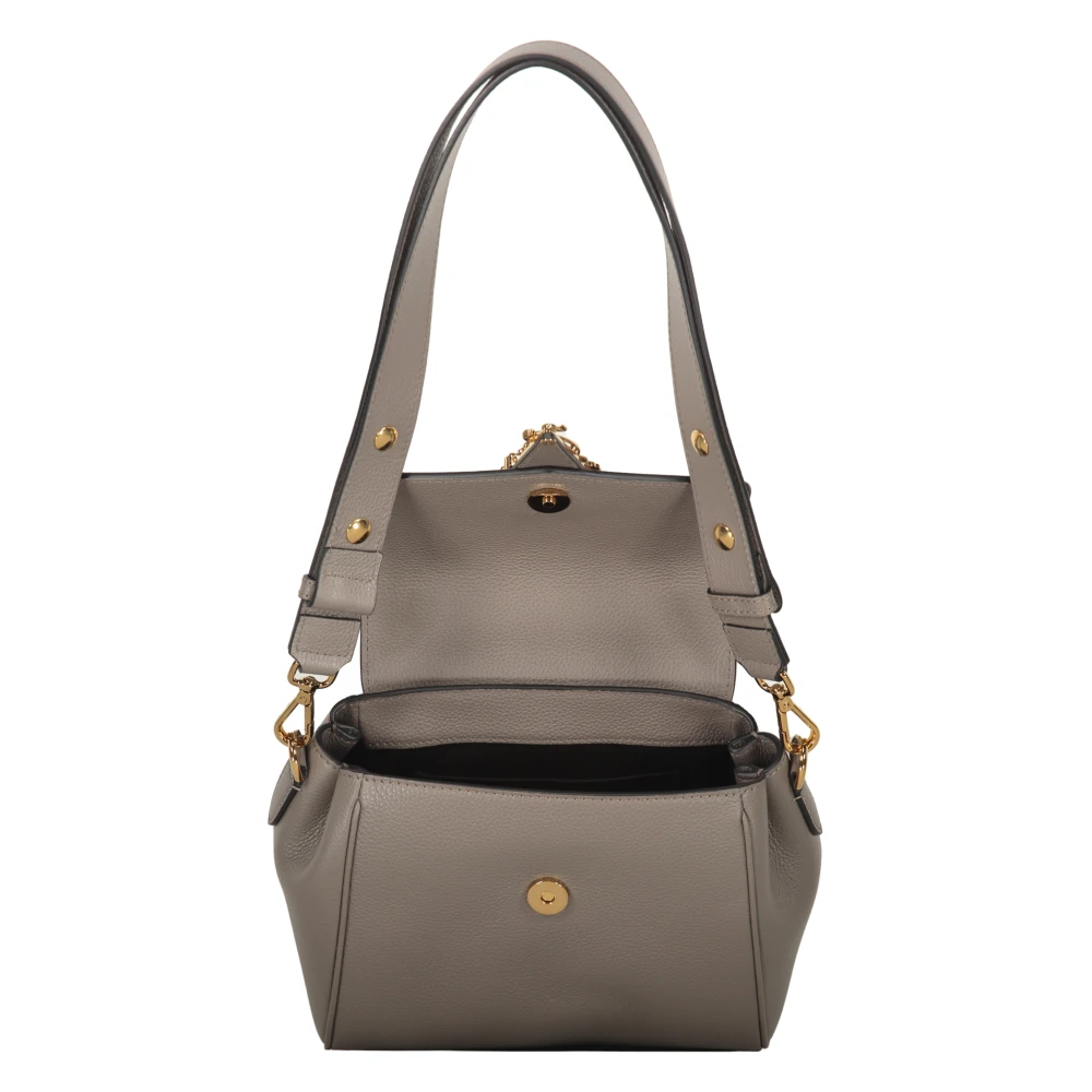 Versace Crossbody Tas van Kalfsleer met Klep Sluiting Gray Dames
