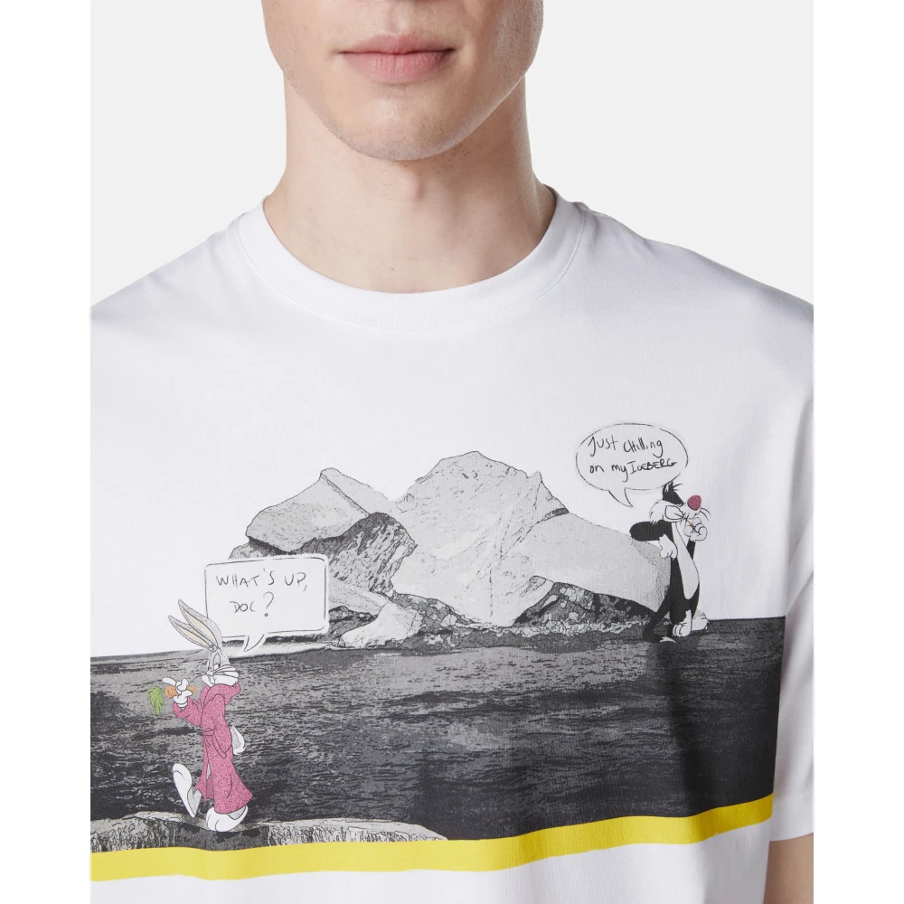 Iceberg Wit regular fit katoenen jersey T-shirt met logo White Heren