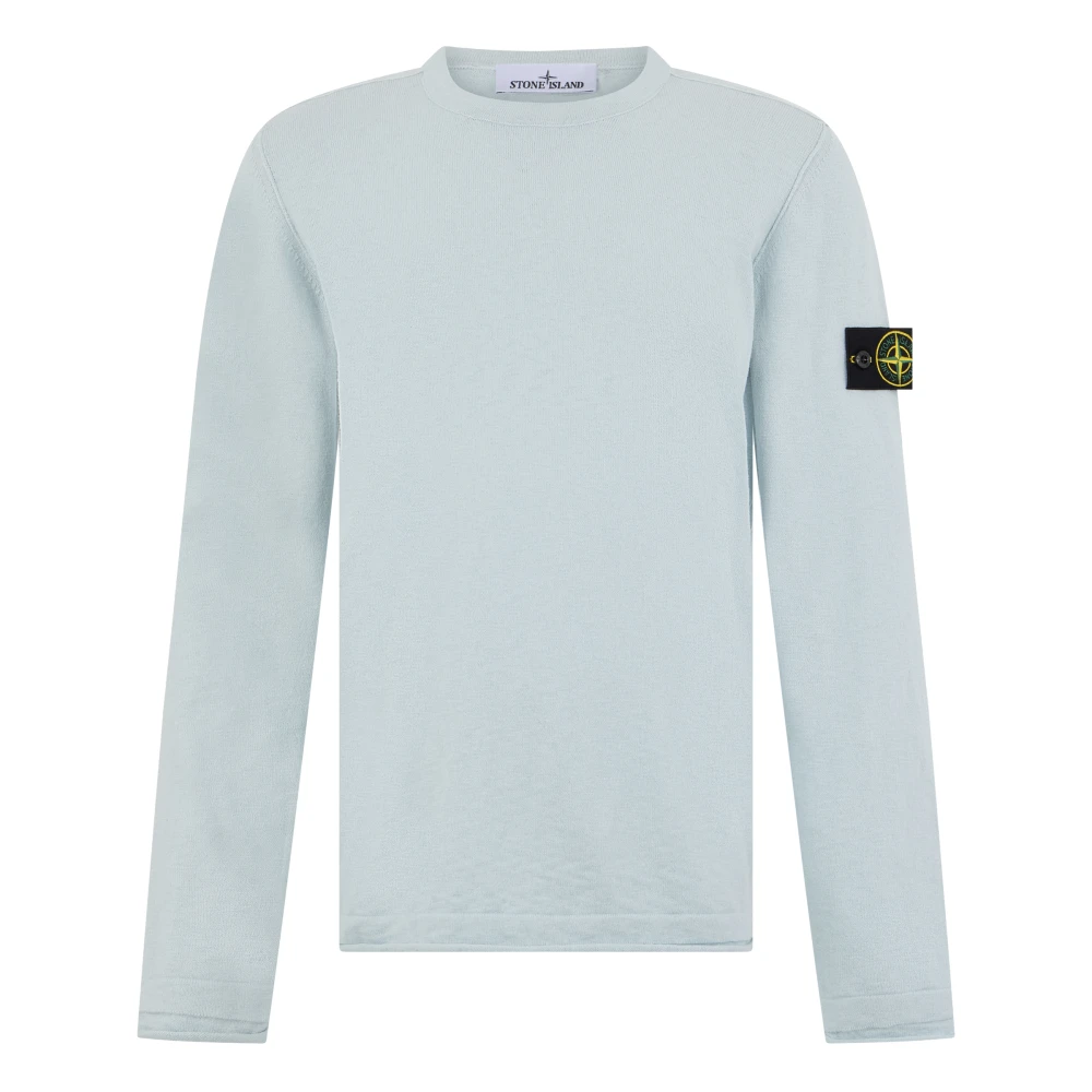 Stone Island Men's Blue Cotton And Nylon Ribbed Jumper - Round-Neck Knitwear - Xl - Knitwear