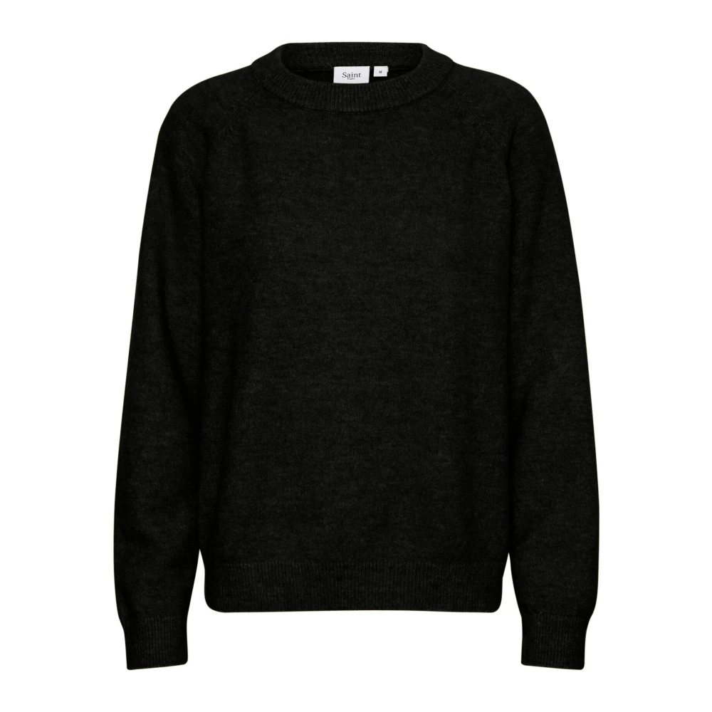 Saint Tropez Zwarte Gebreide Trui met Pofmouwen Black Dames