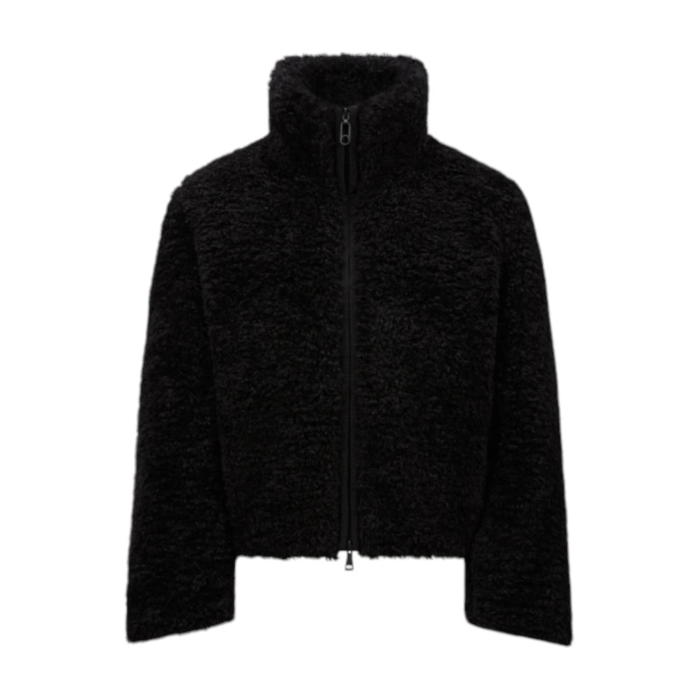 Moncler Korte Zwarte Donsjas met Capuchon Black Dames