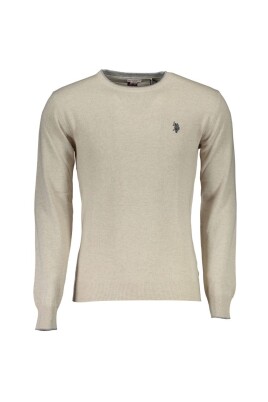 pull-slim-en-laine-beige-avec-logo