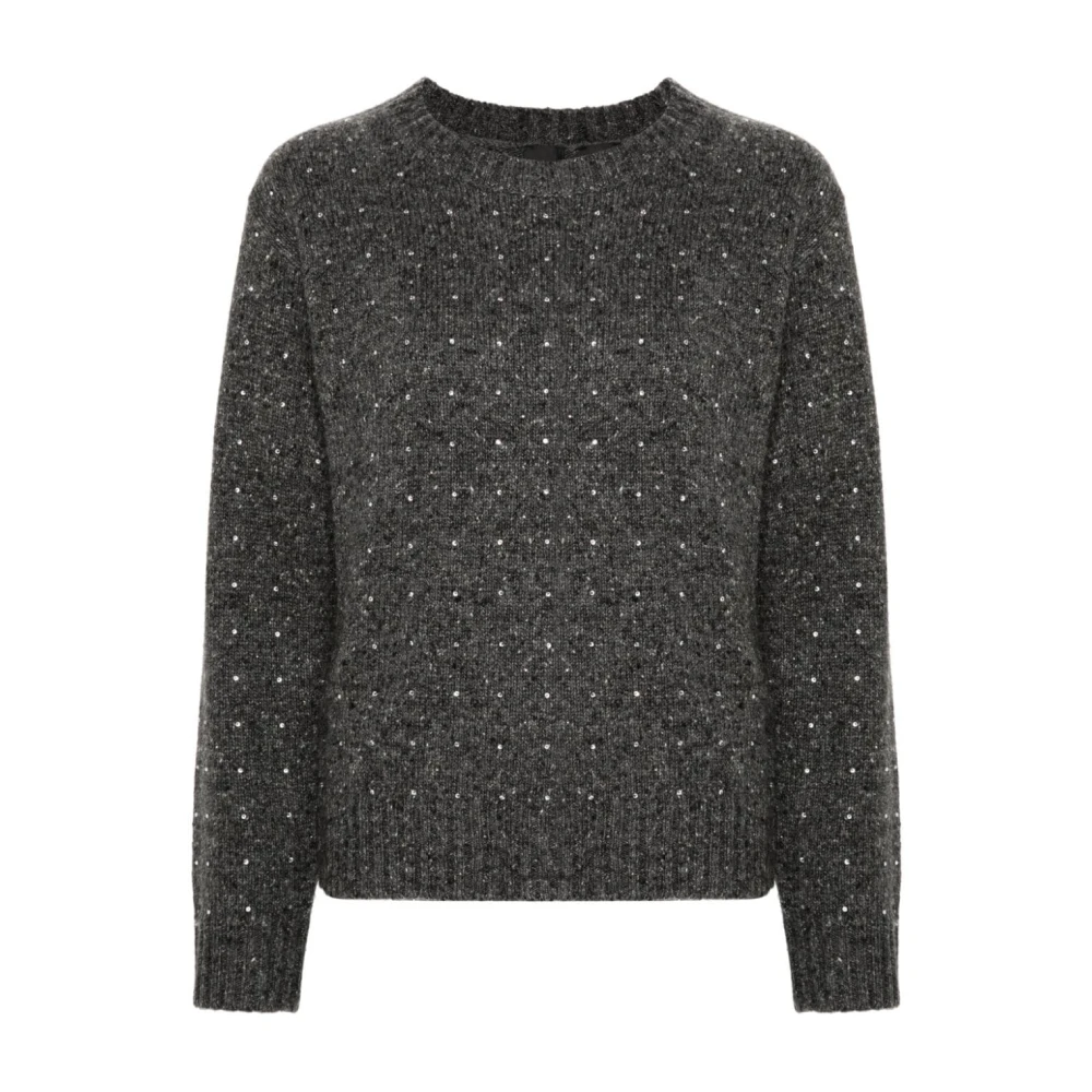 Pinko Grijze Gebreide Trui met Kristalversiering Gray Dames