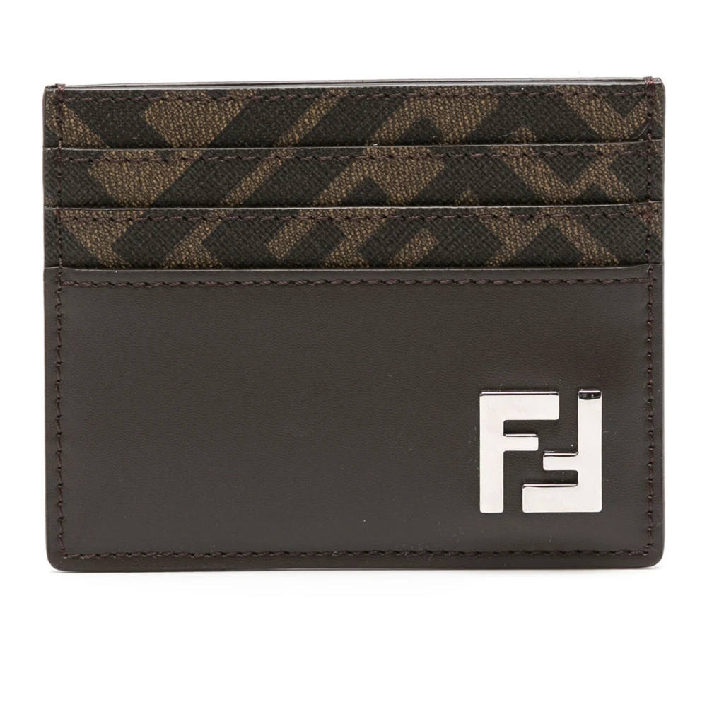 Fendi Men's Brown Squared Ff Card Holder - Wallets & Cardholders - One Size - Accessories