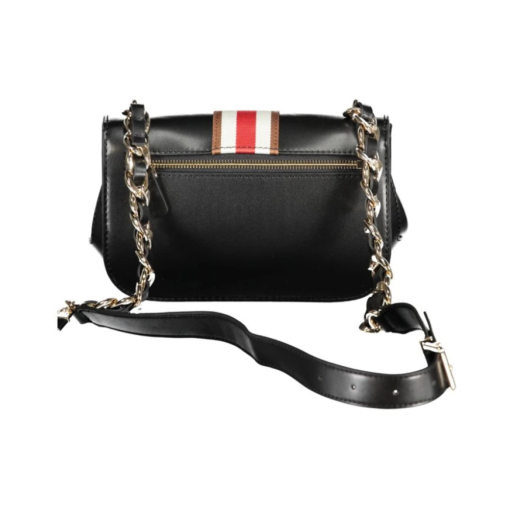 Guess Zwarte Polyethyleen Schoudertas met Verstelbare Kettingriem Black Dames