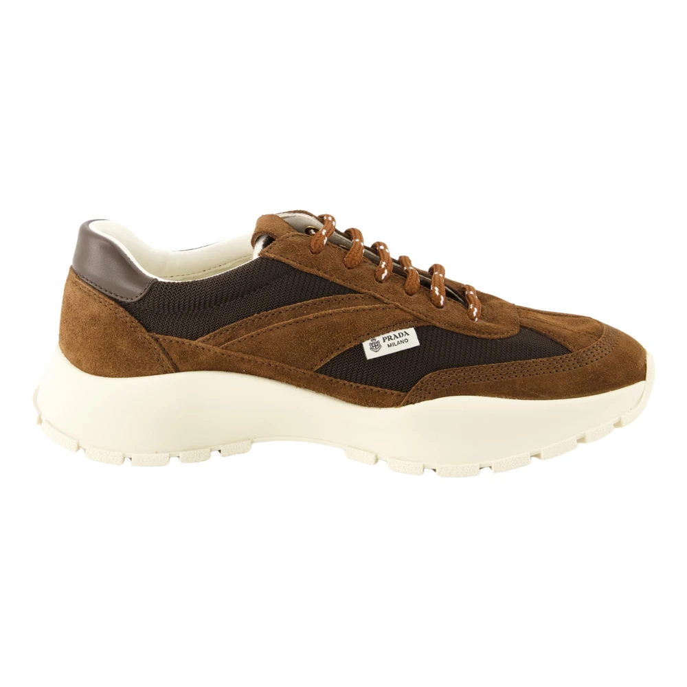 Prada Brown Mesh & Suede Sneaker - Image 2