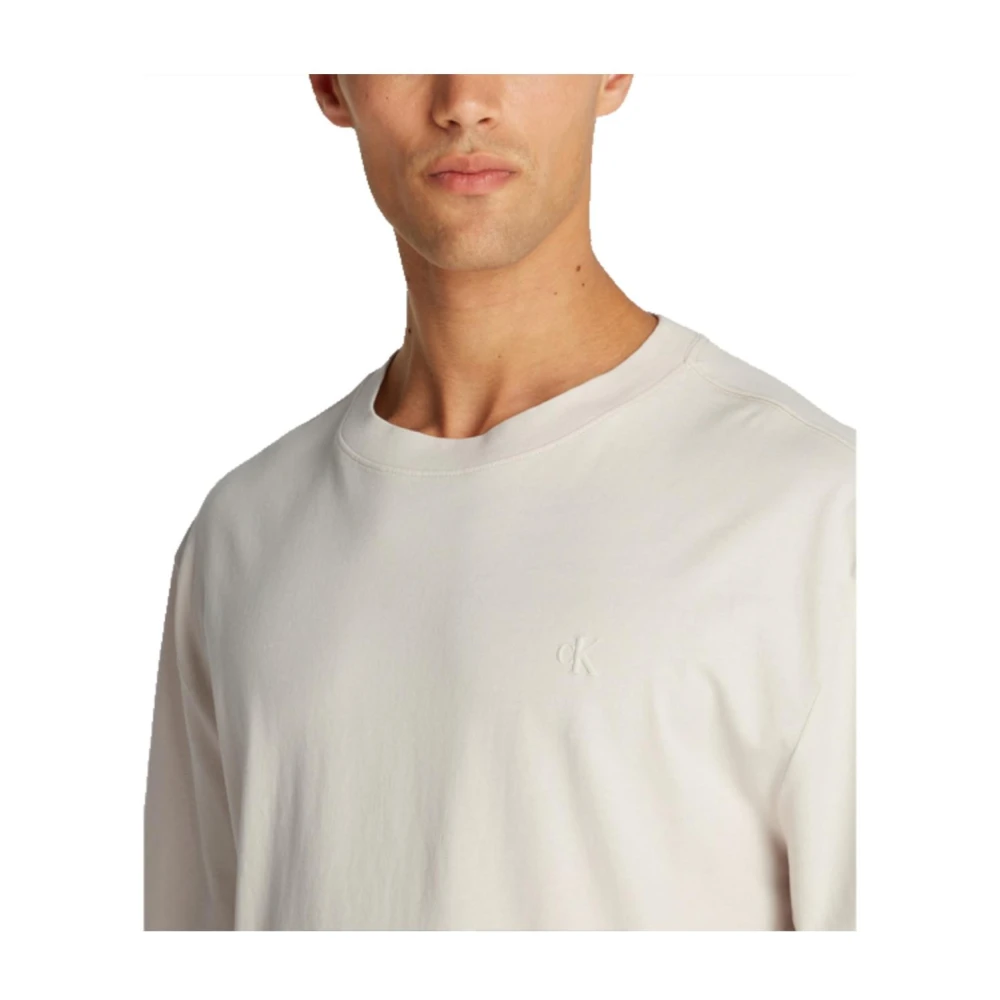 Calvin Klein Minimalistische Puff Print T-shirt Beige Heren