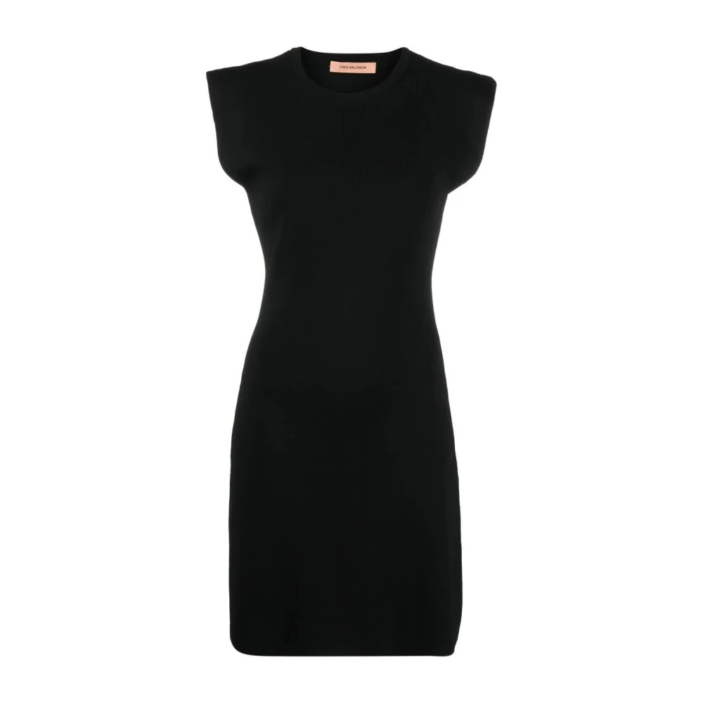 Yves Salomon Stretch Gebreide Jurk in Noir Black Dames