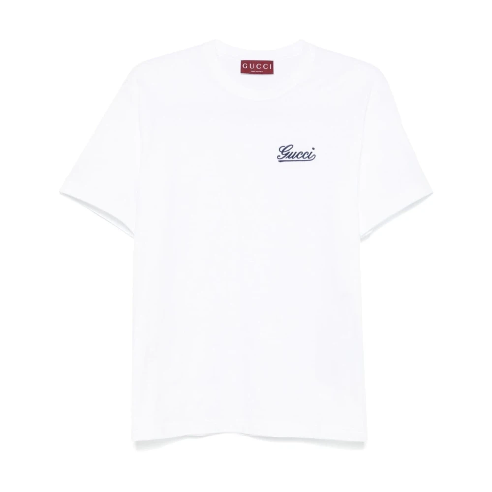 Gucci Witte T-shirts en Polos met Logo White Dames