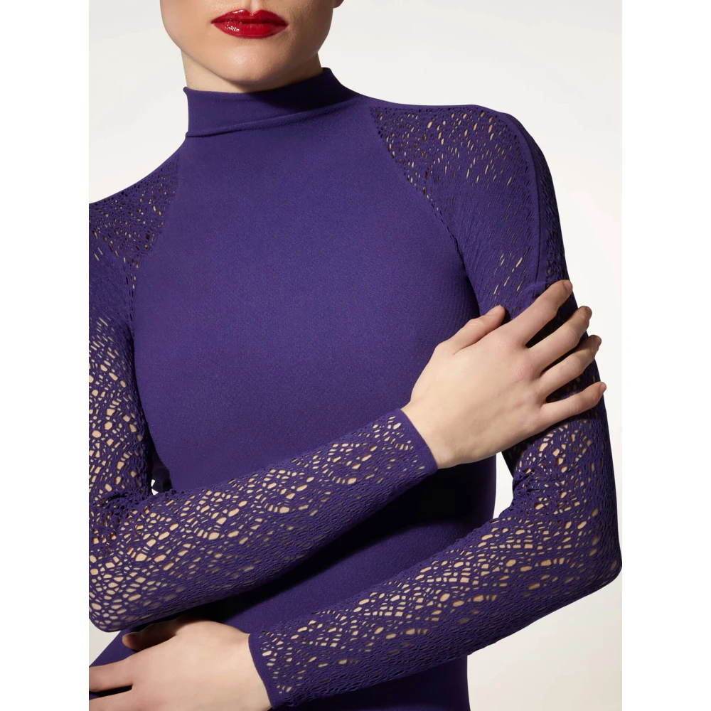 Wolford Paarse Lange Mouw Net Top Purple Dames