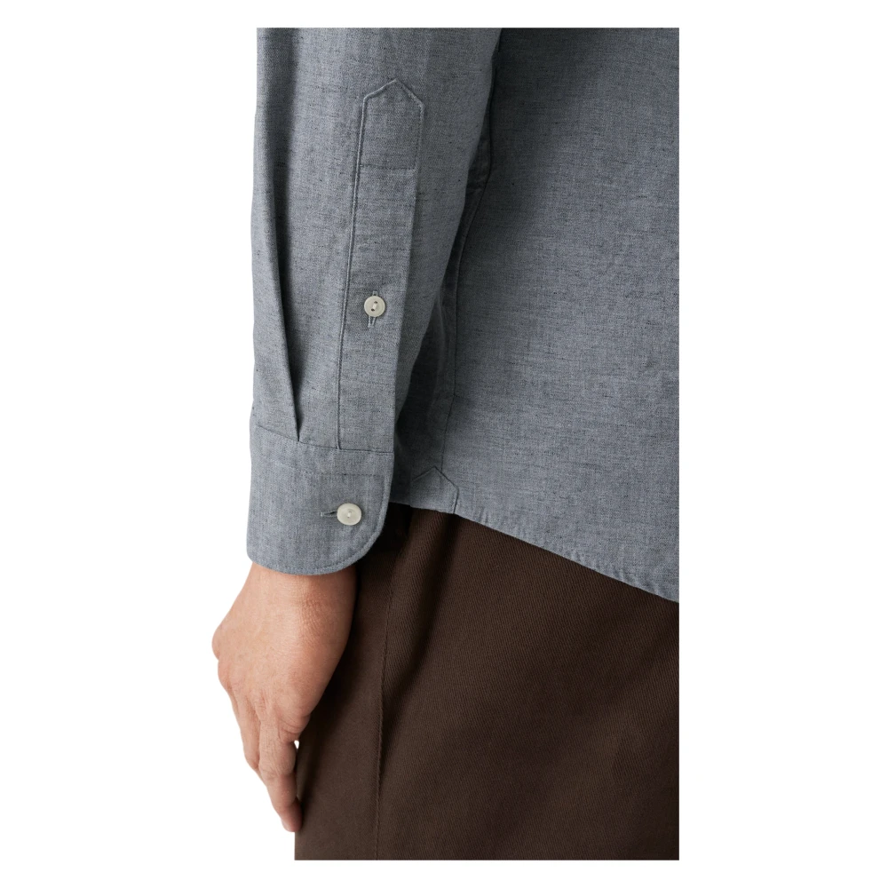 Eton Blauw Flanel Eigentijds Overhemd Blue Heren