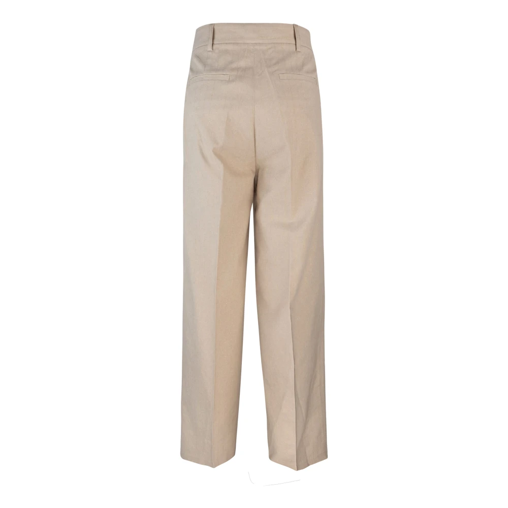 Liu Jo Gestreepte lurex hoge taille palazzo broek Beige Dames