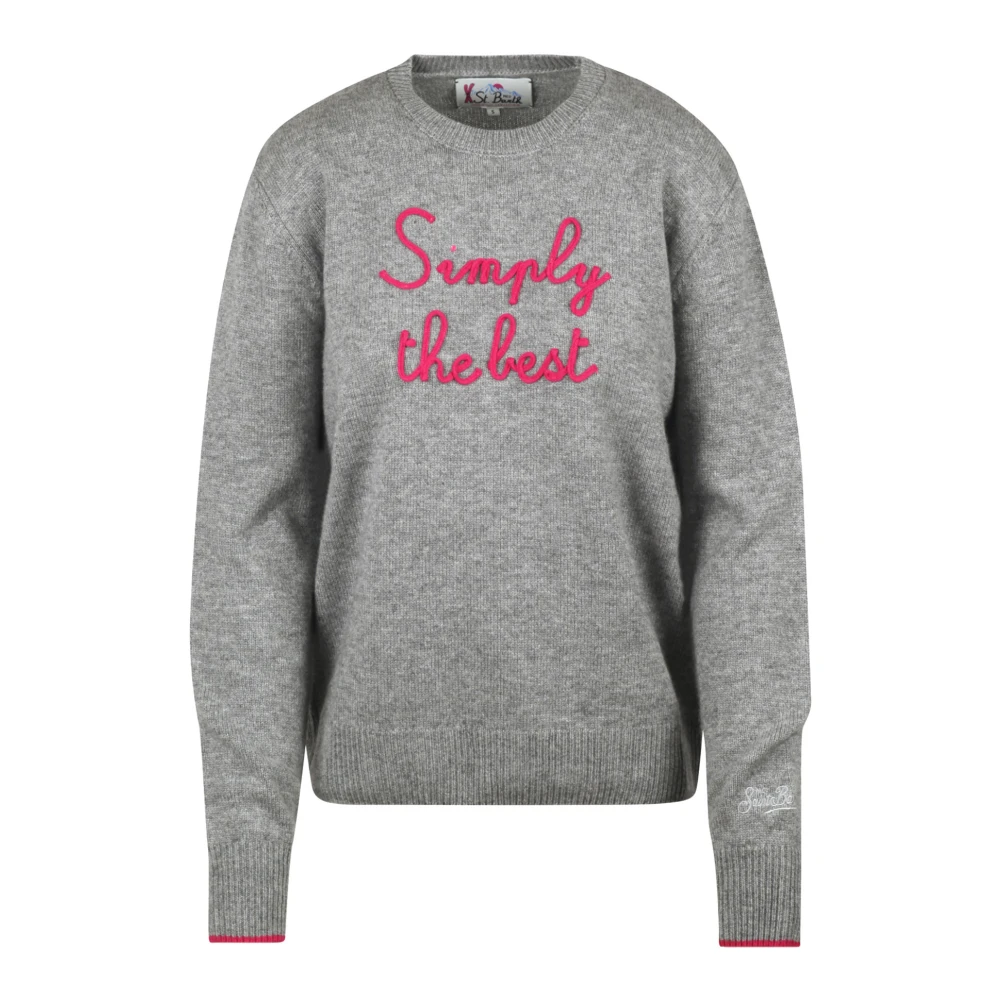 MC2 Saint Barth Wol Kasjmier Trui Ronde Hals Lange Mouw Gray Dames