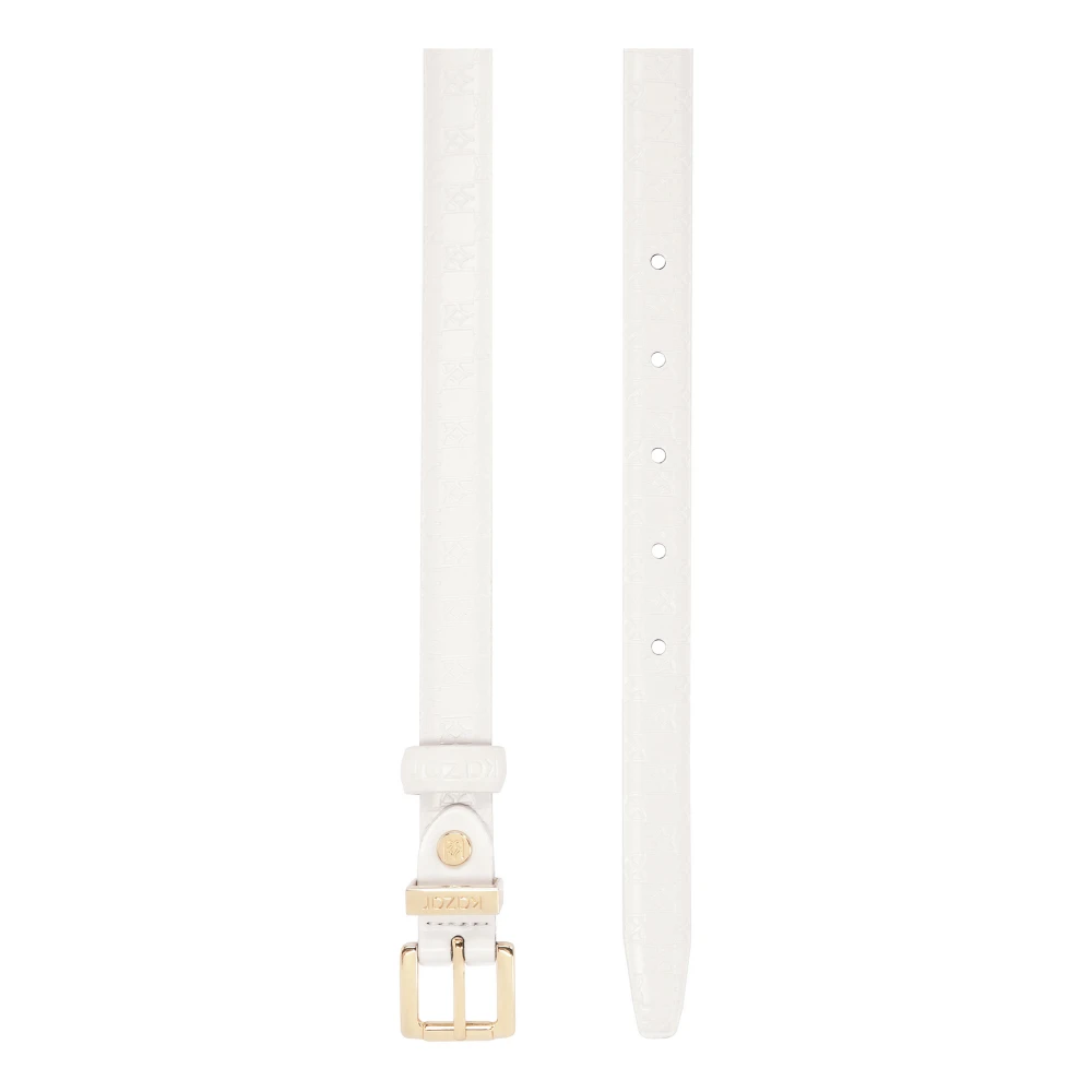 Kazar Smalle witte riem met reliëf monogrammen White Dames