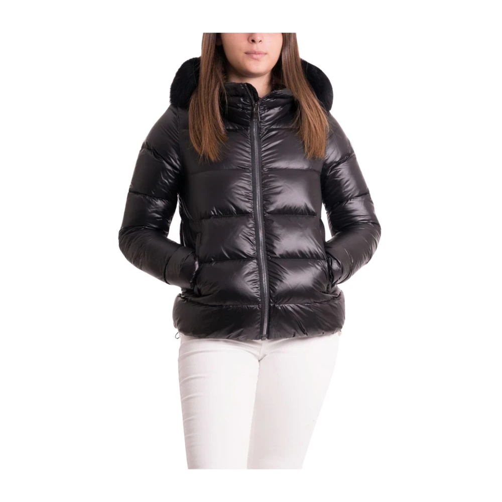 Colmar Donna Nero Piumino Con Cappuccio Staccabile