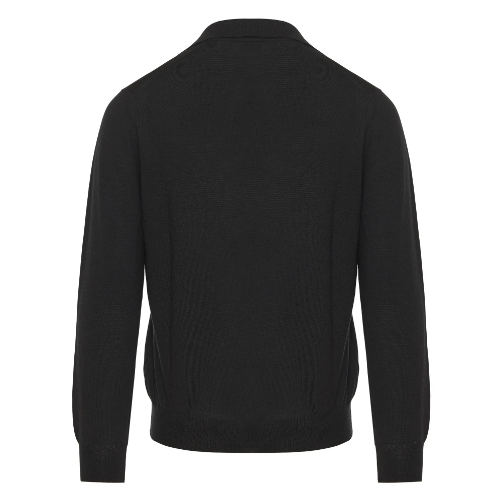 Gran Sasso Wollen Polo Shirt Gemaakt in Italië Black Heren
