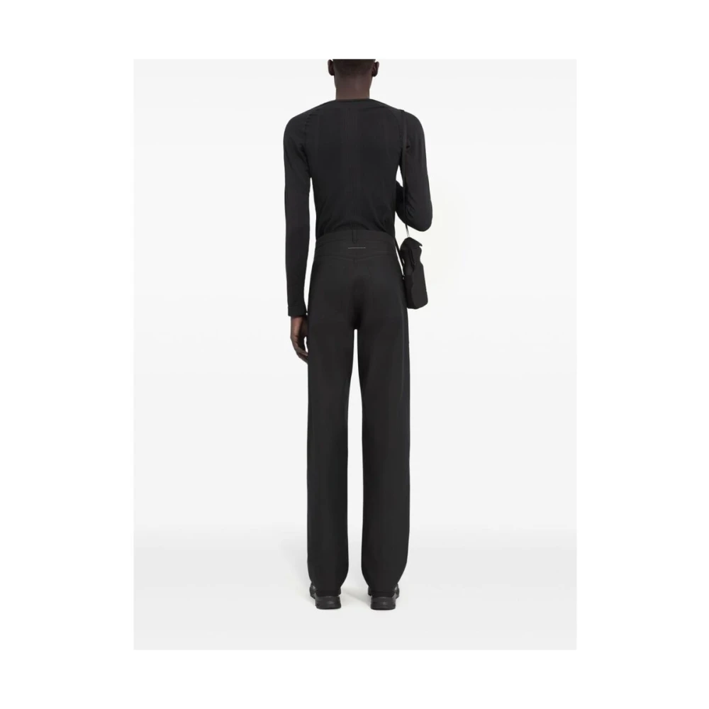 MM6 Maison Margiela Zwarte Classic Button-Front Jeans Black Heren
