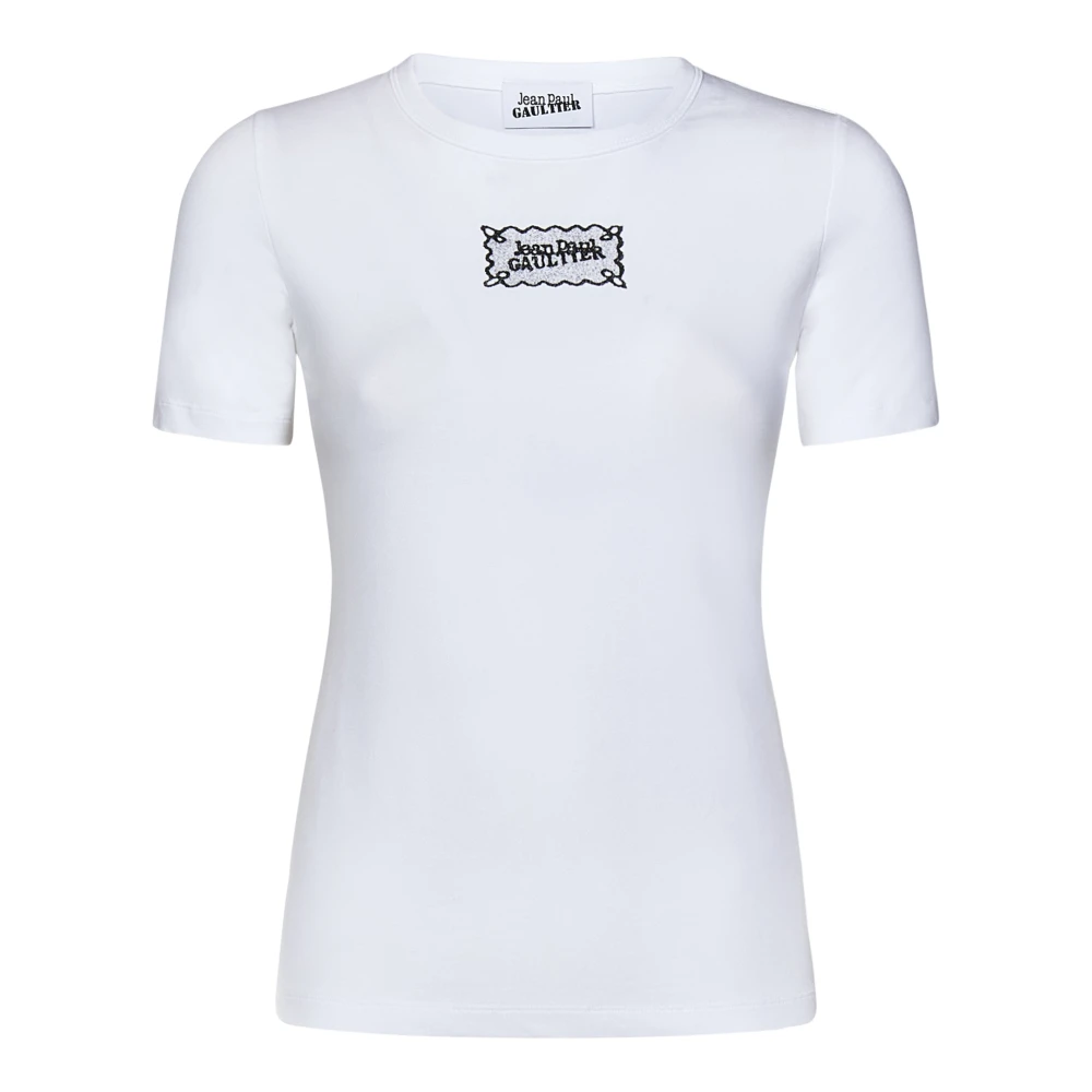 Jean Paul Gaultier Wit Crewneck T-shirt met Logoprint White Dames