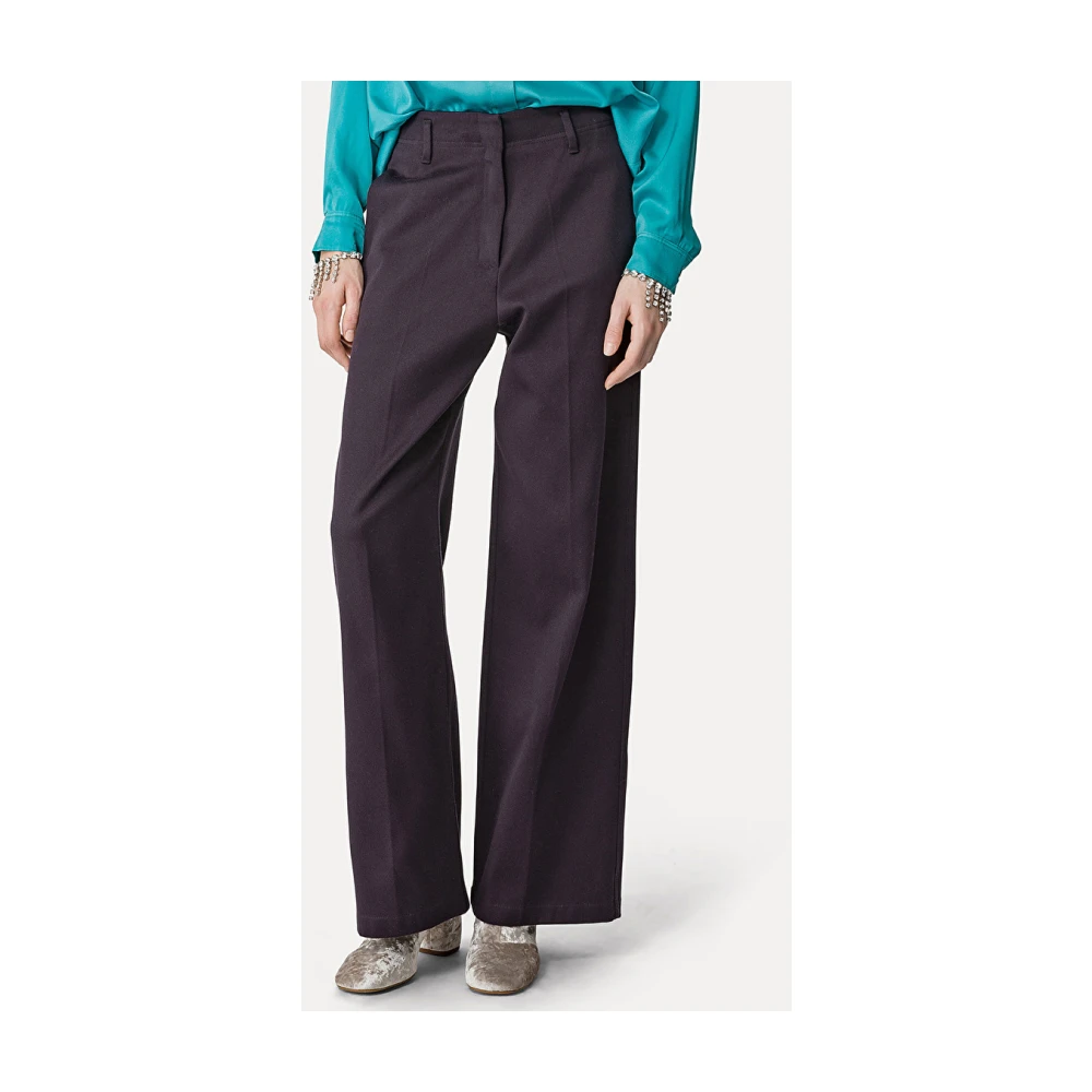 Forte Wijde Pijp Katoenen Cover Broek Black Dames