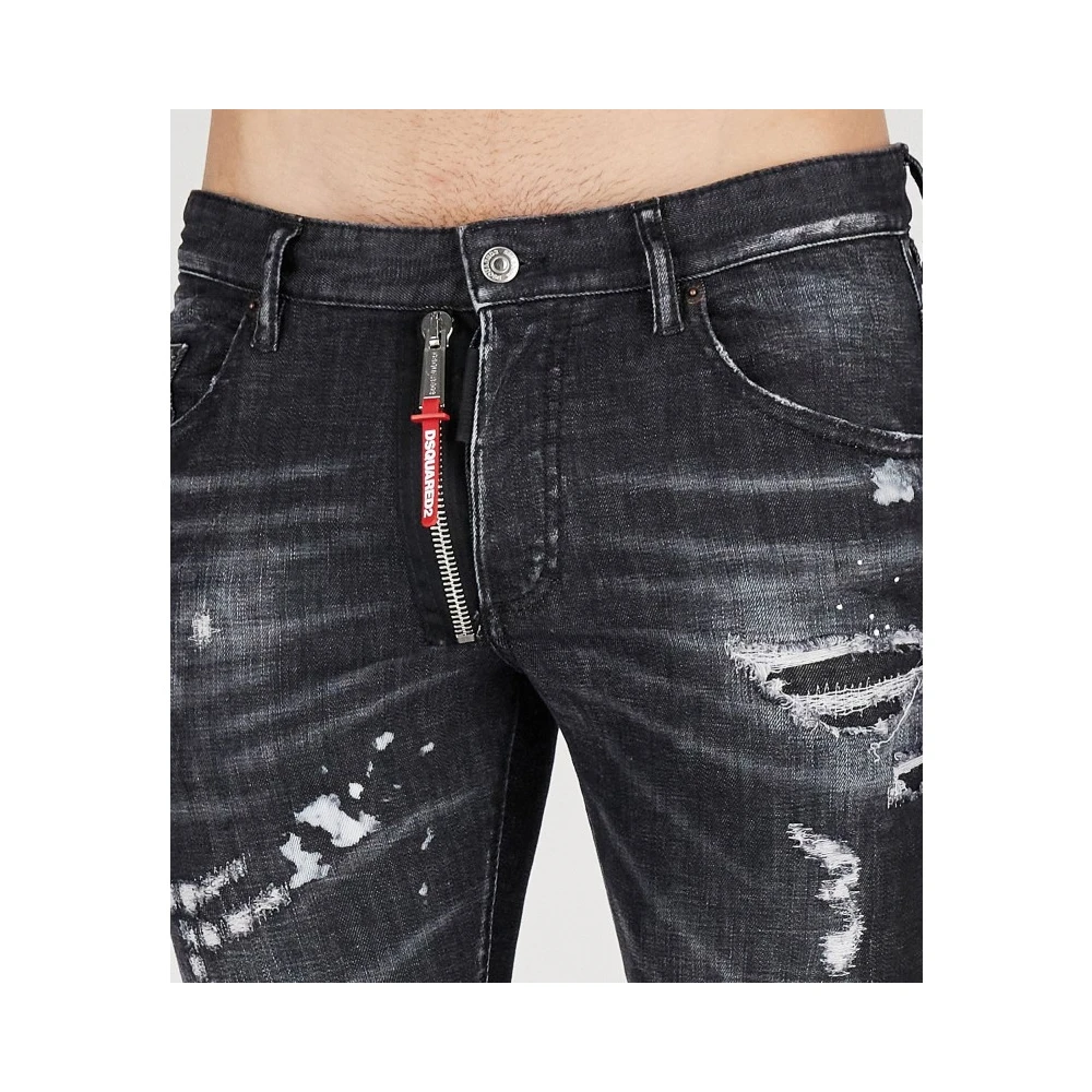 Dsquared2 Skater Jeans met Dubbele Rits Detail Black Heren