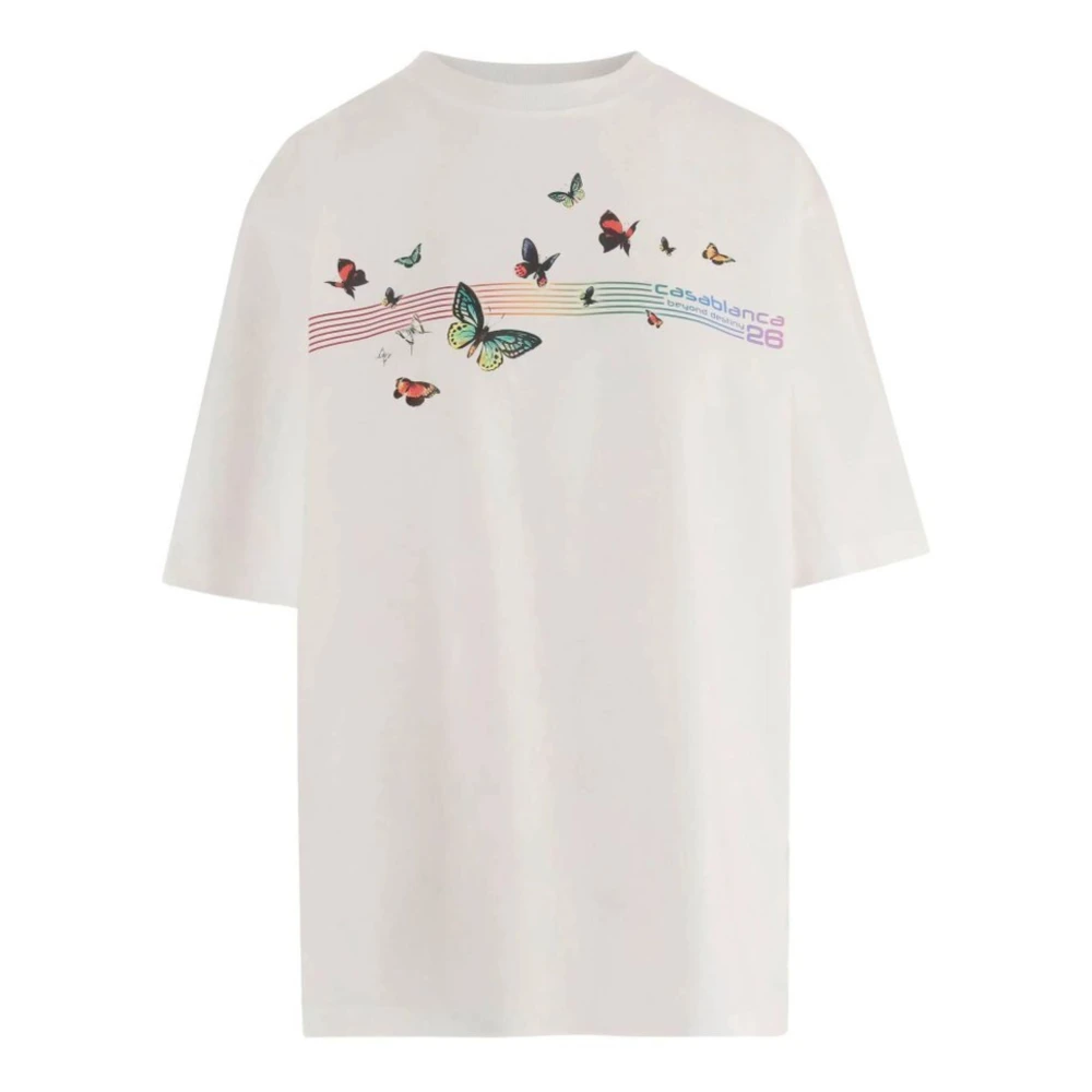Casablanca Men's White Logo Print Short-Sleeve Crew Neck - T-Shirts - S - Tops