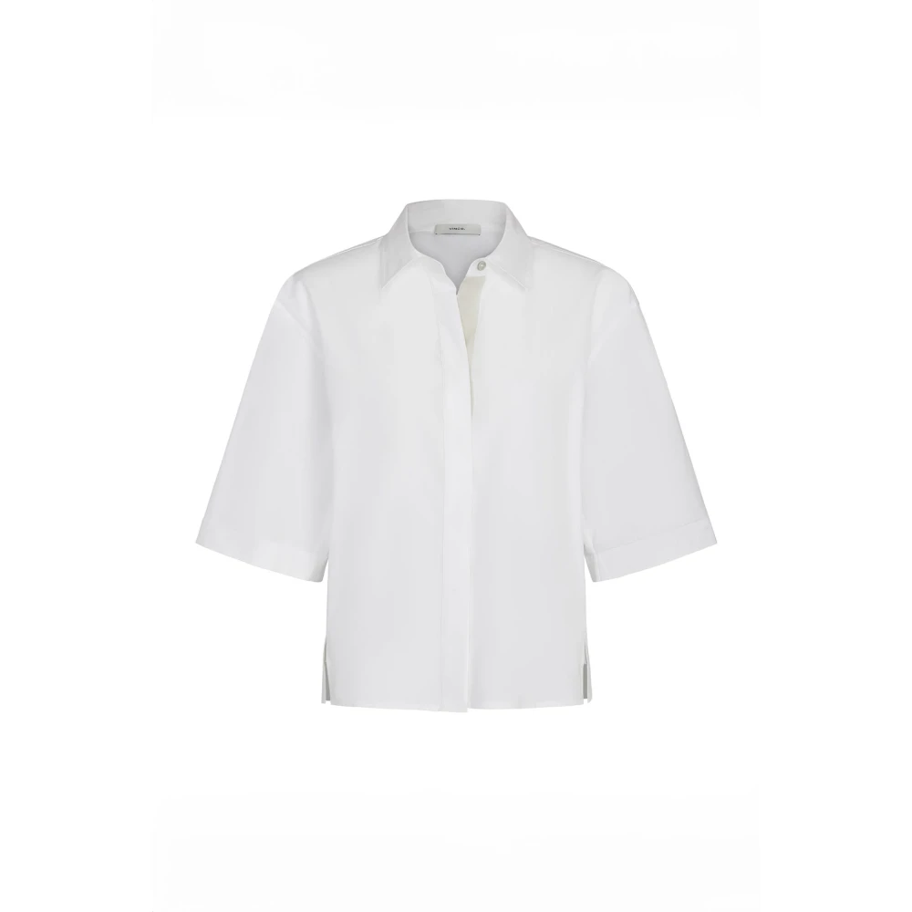 Vince Women's White Shirts, L, Canvas Tape Button-Front Shirt