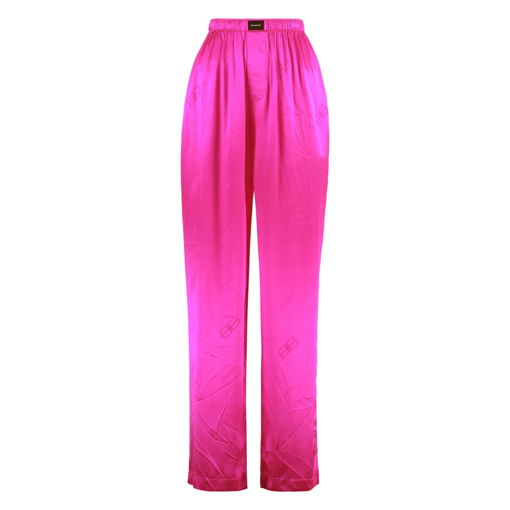 Balenciaga Zijden Pajamabroek met Kreukeleffect Pink Dames