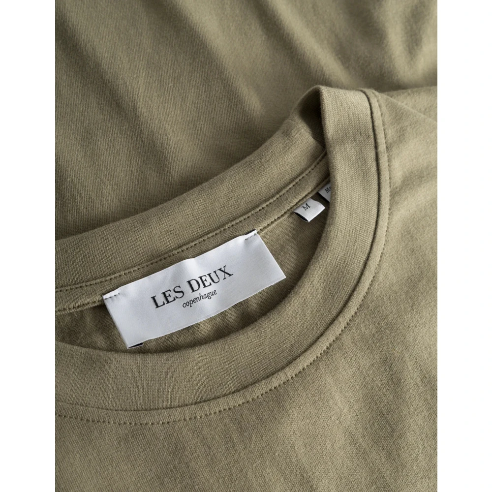 Les Deux Relaxte katoenen T-shirt met print Green Heren