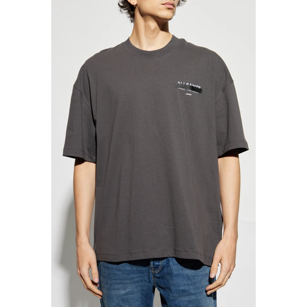 AllSaints Oversized T-shirt met geborduurd logo Gray Heren
