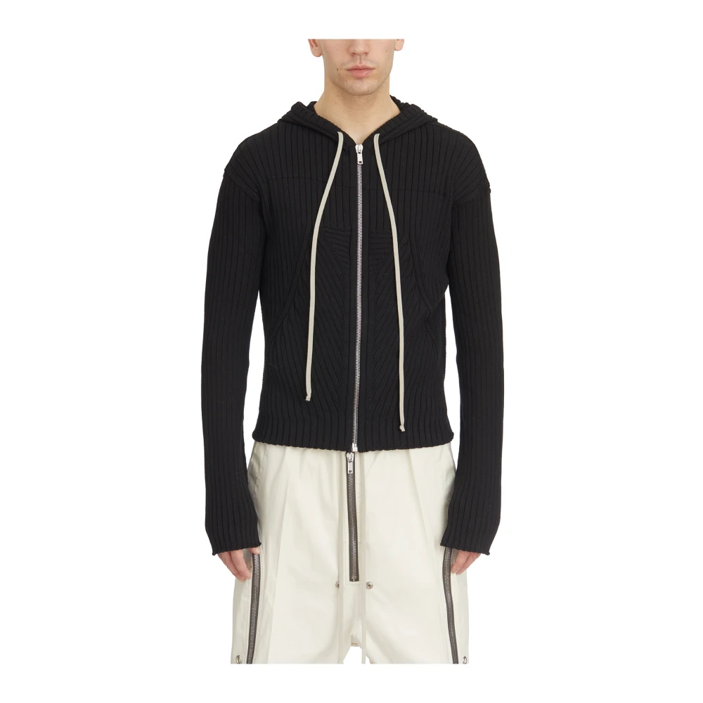 Rick Owens Svart Dragkedja Hoodie Black, Herr