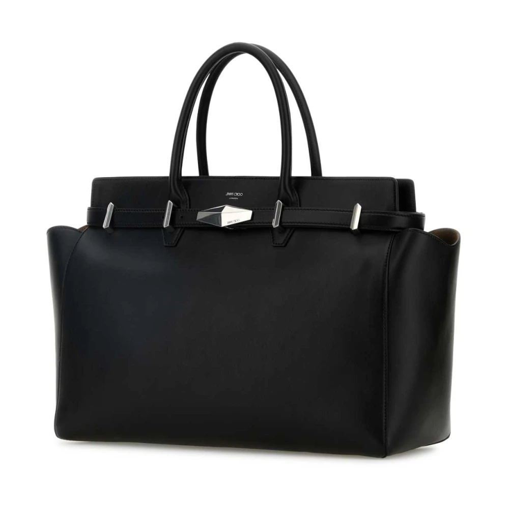 Jimmy Choo Diamantgeriemde leren boodschappentas Black Dames